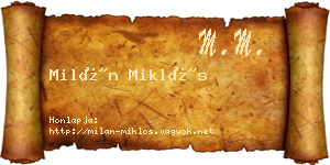 Milán Miklós névjegykártya