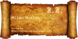 Milán Miklós névjegykártya